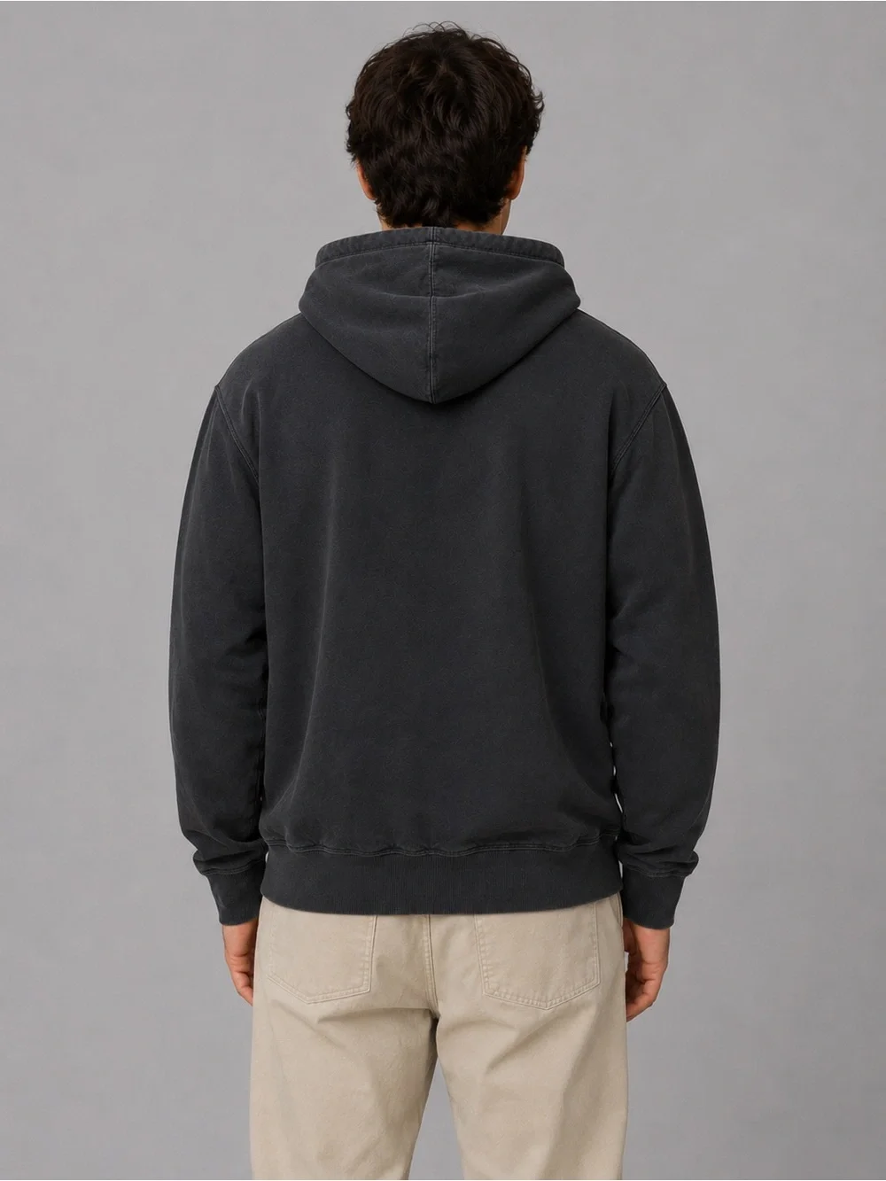 J.Crew Men’s Medium Garment Dyed Pullover Hoodie Black 100% Cotton Casual